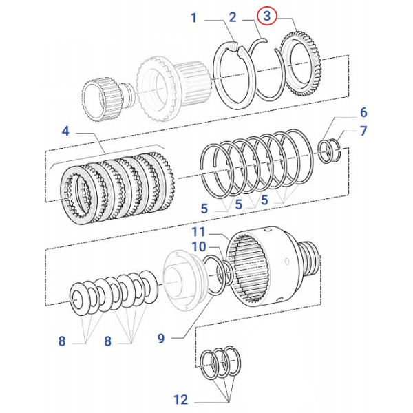 Przekładka gruba zębów 8160, 8260, 8360, 8560 T6030 PC, T6050 PC, T6070 PC, T6080 PC, T7030, T7040, T7050, T7060