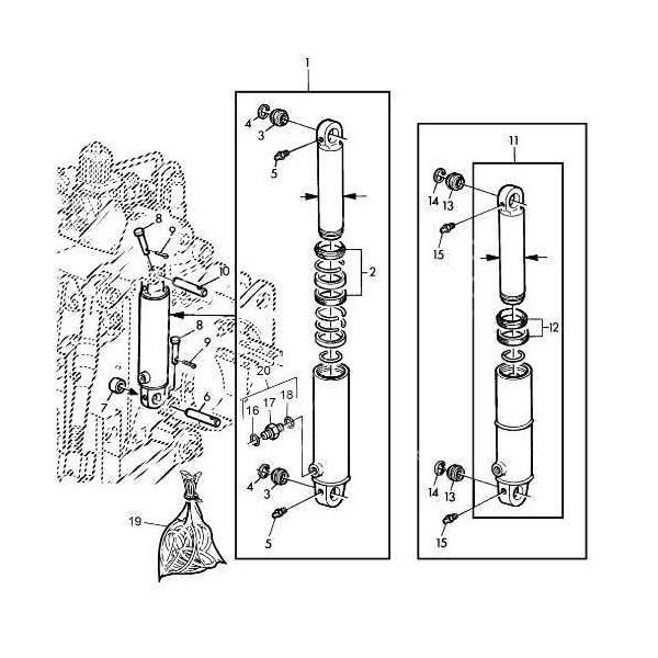 Łożysko tulejka siłownika hydraulicznego podnośnika ramion John Deere AL76638 6320, 6330, 6400, 6410, 6420, 6430, 6620 6820 6920