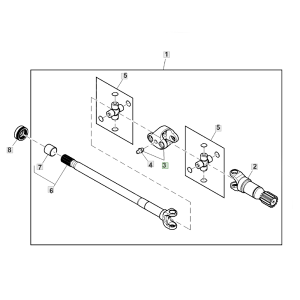 Łącznik przegub krzyżaków półosi John Deere 6R 6M 220 195 155 6215 6210 6195 6190 6180 6175 6165 6155  AL219975