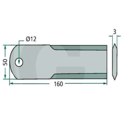16031537 Nóż rozdrabniacza ruchomy deutz fahr 160x50x3mm