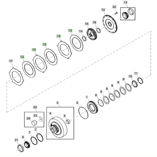 Sprzęgło WOM wałka przekaźnika John Deere R L M  6000 7000 8000