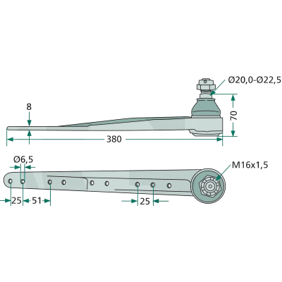 Główka kosy przegub 380mm John Deere:
925, 935, 945, 930, 932, 950, 952, 955, 965H, 975985 1072, 1042, 1052, 1068H, 1075