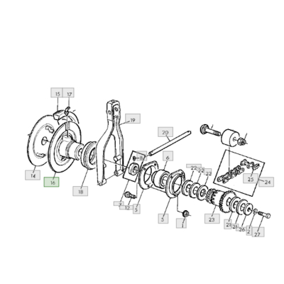 Z11818 Koło wariatora hederu na klin John Deere 2054, 2056, 2058, 2064, 2066, 2254, 2256, 2258, 2264, 2266