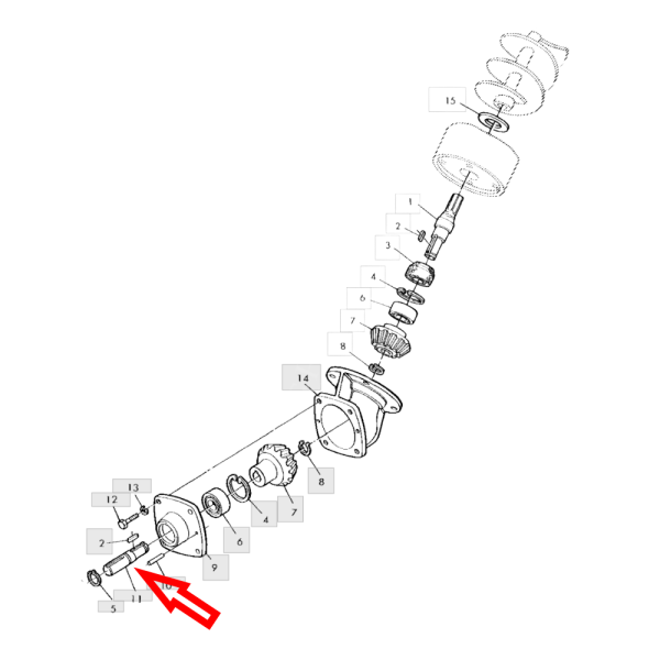 Wałek przekładni kątowej zbiornika John Deere Z62315 2054 2056 2058 2064 2066 2254 2256 2258 2264 2266