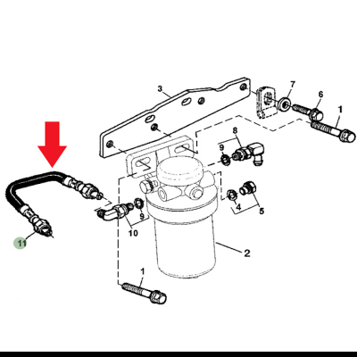 SUP7021 Przewód paliwowy filtra paliwa John Deere 6000 7000