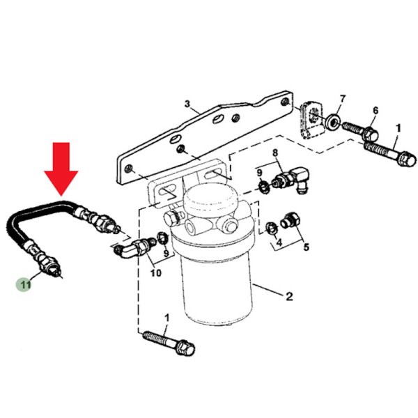 SUP7021 Przewód paliwowy filtra paliwa John Deere 6000 7000  RE502248