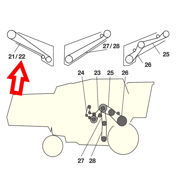 Pas pasek podajnika pochyłego John Deere 2058 2056 2054 2066 2064 2256 2254 2258 2264 2266 AP1001125 Z59419 Z62214 0203356
