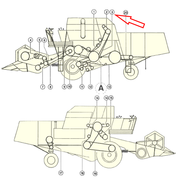 Pasek klinowy jezdny górny Claas Matador Standard Gigant Protector Merkator 50 60 Senator 630144 830324224 1403323