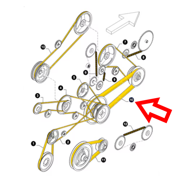 Pas napędowy młocarni Case CT5050 CT5060 CT5070 CT5080 2440 mm 63 mm 63 x 2440 mm 84042180 8407858 84817640 0367305
