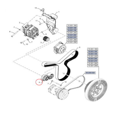 Napinacz paska Dayco Case Axial Flow Kombajn New Holland CR10 CR7 CR8 CR9 CR CX CX860 CX8090 CX8 99471920 99436331 504046191