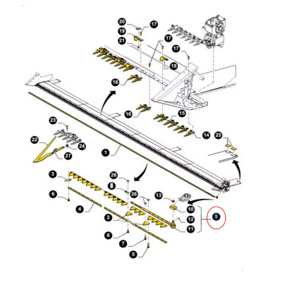 Główka kosy New Holland Superflex Case 84275285 87719766 87702968 84192423 84181751