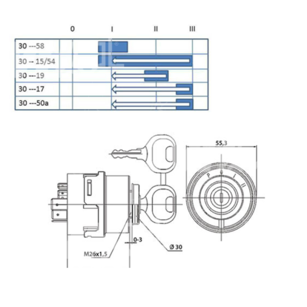 ELE5014 Stacyjka, włącznik zapłonu Volvo BL MC VOE11881365