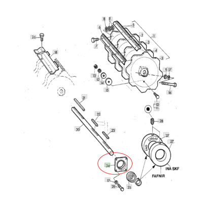 Z10745 Obudowa łożyska John Deere 1032 1052 1068 1075 1157 1177 1188 970 968 Z11331 Z11118