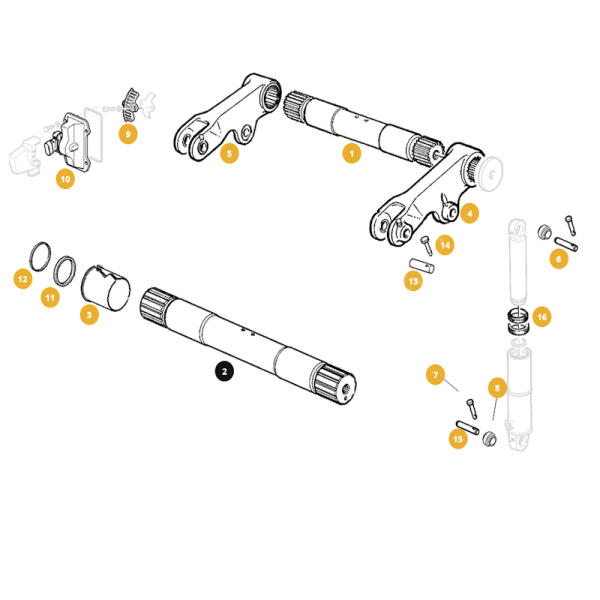 Wał wałek ramion podnośnika górny L168344, 19M7966, L154161, L116395