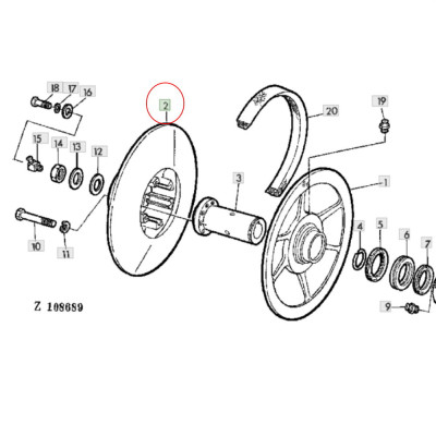 Z11295 Koło wariatora młocarni połówka John Deere 1032 1042 1052 1055 1065 1068H 925 930 932 935 940 942 945 950 952