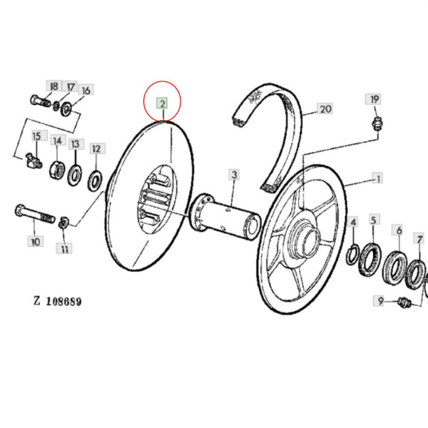 Połówka koła wariatora młocarni John Deere 970 960 955 952 942 935 Z11295
