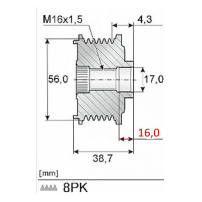 Koło pasowe alternatora John Deere
6120 6220 6320 6420 6520 6620 6720 6820 6920 
7220, 7320, 7420, 7420, 7520, 7520