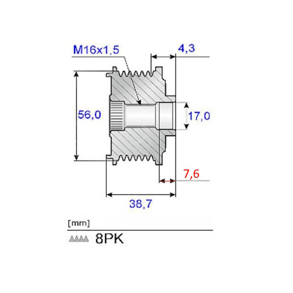 Lichtmaschinenriemenscheibe Kupplung Bosch John Deere 6000