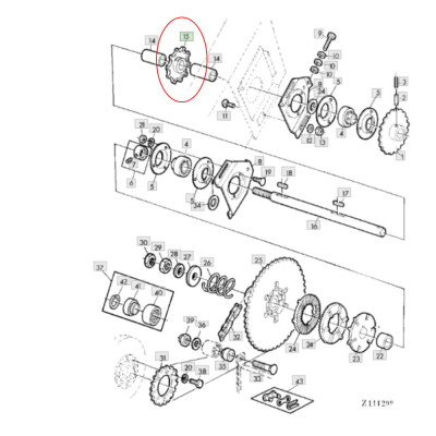 Z11211 Zębatka elewatora kłosowego zbożowego John Deere 965 968 975 985 1032 1042 1055 1065 1072 1075 1085