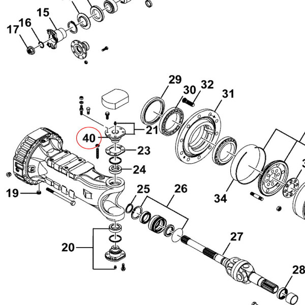 PON2910 Sworzeń zwrotnicy górny JCB