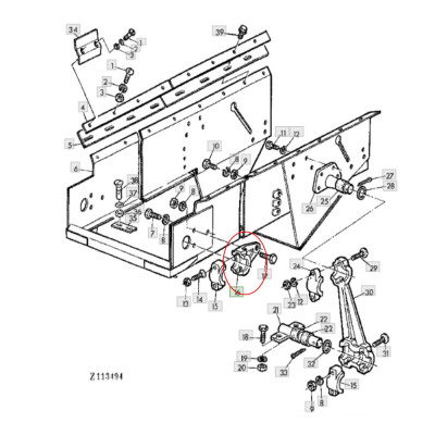 Z10008 Obejma tulejki podsiewacza John Deere 1032 1042 1055 1065 1068 1075 1169 1174 1177 925 930 960 970