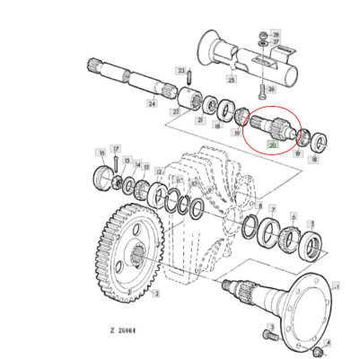 Z11315 Wałek zwolnicy John Deere 955 965 968 975 985 1032 1042 1085 1158 1174 1177