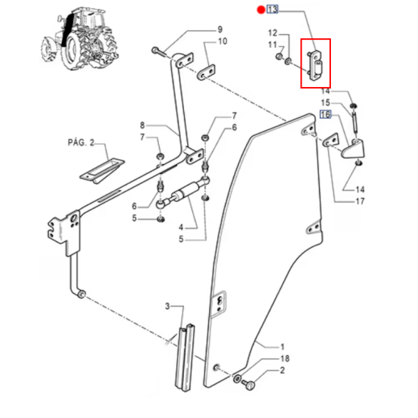 Zawias drzwi 82018444 82018445 New Holland TM7010, TM7020, TM7030, TM7040
TS6000, TS6020, TS6030, TS6040