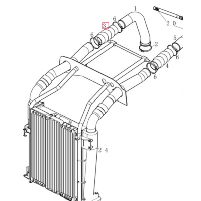 Przewód powietrza turbosprężarki intercolera Case Maxxum 100,110,115,120,125,130,135,140 Ford New Holland T6030, T6050, T6070  8