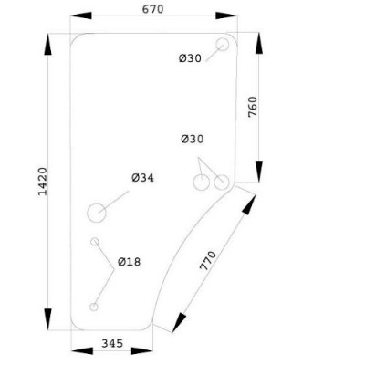 Szyba drzwi lewych John Deere 6300 6400 6500 6506 6600 6800 6900 6120 6220 6320 6420 6520 6620 6820 6920 6430 6630 6830 6930 733