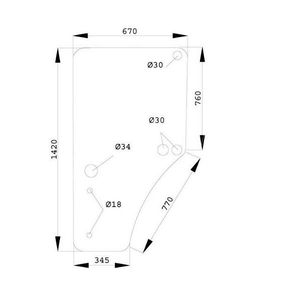 Szyba drzwi lewych John Deere 6300 6400 6500 6506 6600 6800 6900 6120 6220 6320 6420 6520 6620 6820 6920 6430 6630 6830 6930 733