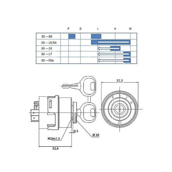 Stacyjka Case 1056XL 4220, 4230, 4240,  844, 745, 845, 5120, 5130, 5140, 5150, 5220, 5230, 5240, 5250, 856, 1987424C1, A187613,