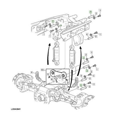 Sworzeń zawieszenia osi TLS John Deere 95x30 6020, 6120, 6220, 6320, 6420, 6420S, 6520, 6620, 6820, 6920 7220 7320