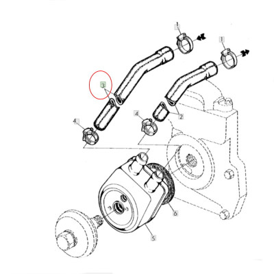 Przewód chłodnicy oleju górny John Deere 6100 6200 6300 6400 R114098 20mm 16mm