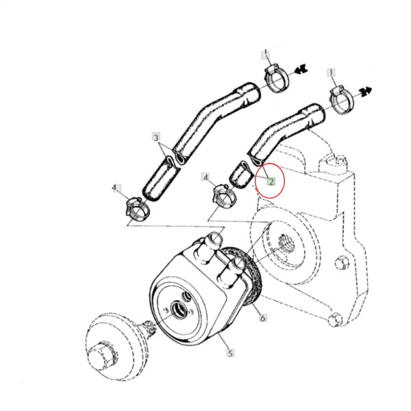 John Deere R114099 Oberer Ölkühlerschlauch