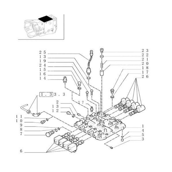 Czujnik ciśnienia oleju na rozdzielaczu New Holland TM120, TM135, TM140, TM155 T6080, T6090 Case MXM120 82028154, 87494225