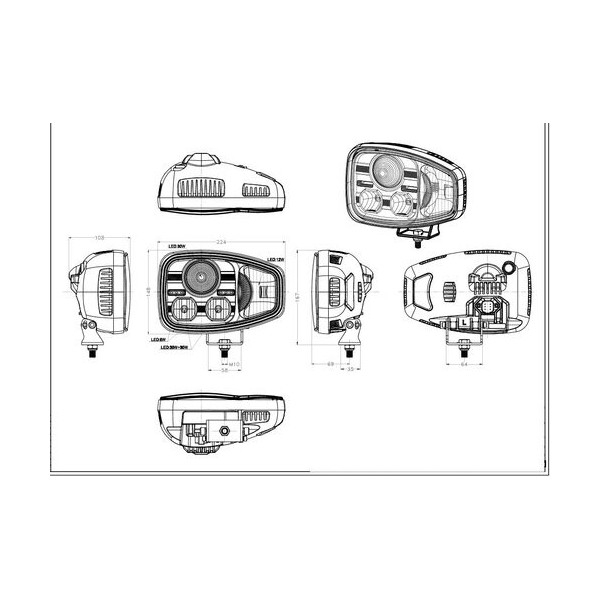 Lampa przednia lewa LED z kierunkowskazem 108W CAT VOLVO JCB