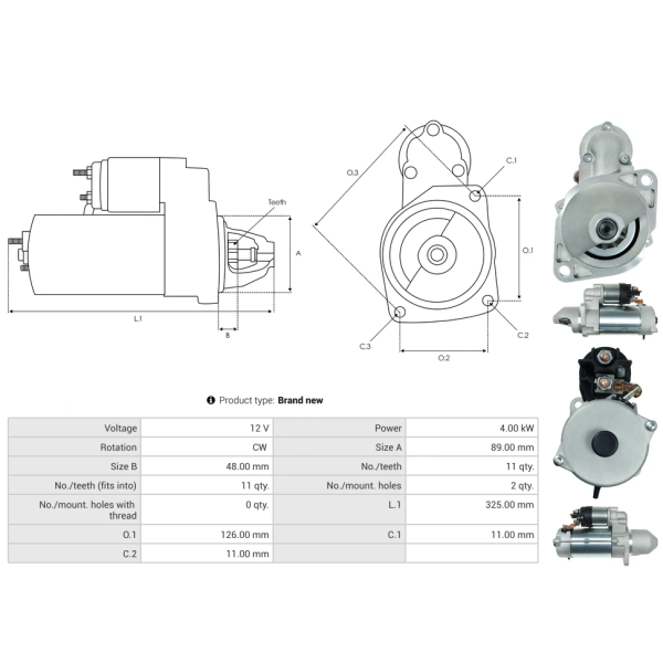 Bosch 0001260001 11139179 0001260004 0001260030 0001260032 11.139.179 1986S10041 AZF4416