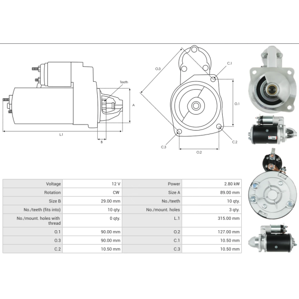 Anlasser 12V 2,8KW 745011 Manitou 2873a030 MLT MT