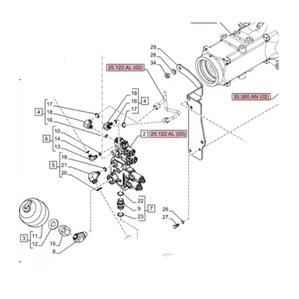 Hydroakumulator miękkiej osi CNH 82025705 47752042 87354713 47821259
