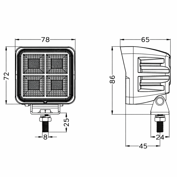 Universelle 64-W-LED-Arbeitsleuchte mit quadratischem, diffusem Licht
