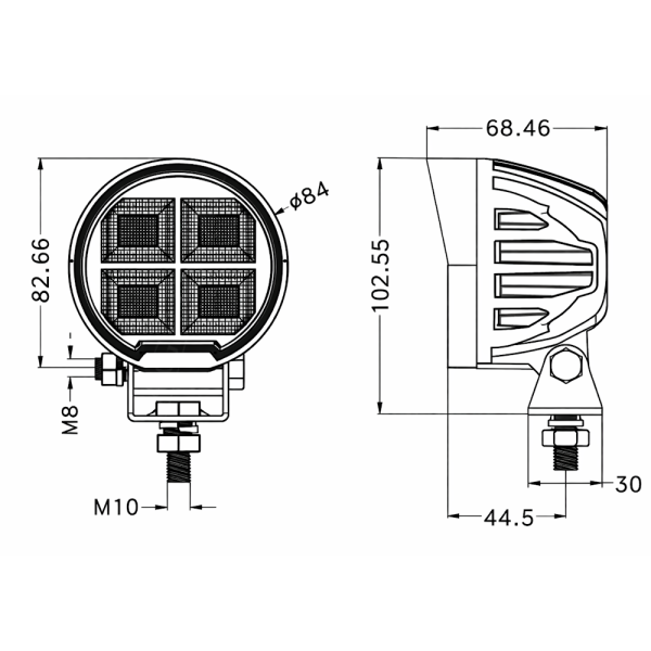 Universelle 64-W-LED-Rundarbeitsleuchte mit Stecker