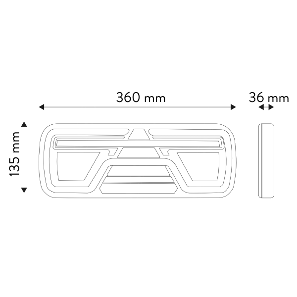 Rechte hintere Kombinationsleuchte LED 10-30V 5 Funktionen mit Blinker
