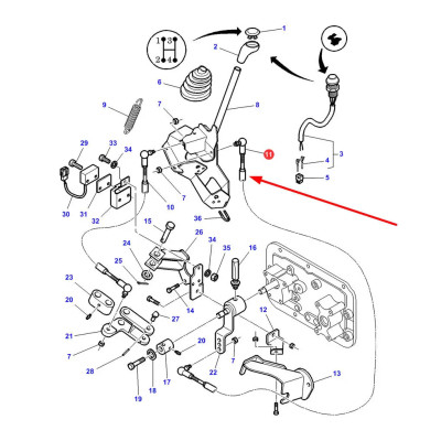 Linka zmiany biegów 1600mm 3786476M2 3786476M1 Massey Ferguson 6445 6455 6460 6465 6470 6475 6480 6485 6490 6495 6497 6499