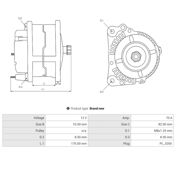 Alternator Massey Ferguson 65A