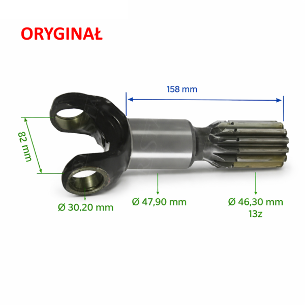 Półoś Krótka Z13 oś amortyzowana Carraro Case:
CVX1170, CVX1190, CVX170, MX150, MX170 Steyr:
CVT 1-33-742-022  406846A1