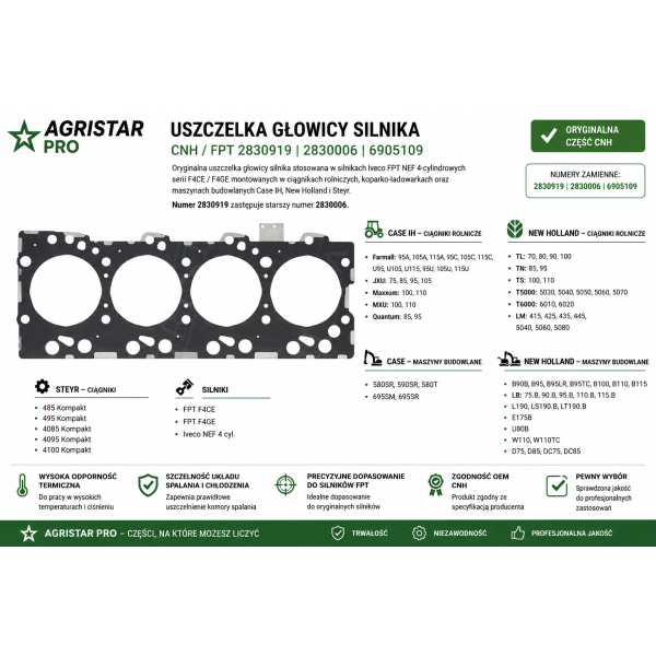 Uszczelka głowicy 1,25 mm IVECO 2830919 2830006 6905109  CA2830919