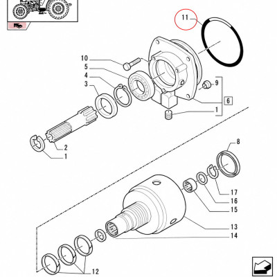 Oring skrzyni biegów 14462181 17286681 Case JX1060V, JX1070N/V, JX1075N/V/ JX1085C, JX1095C New Holland T4020 T4050 TN55