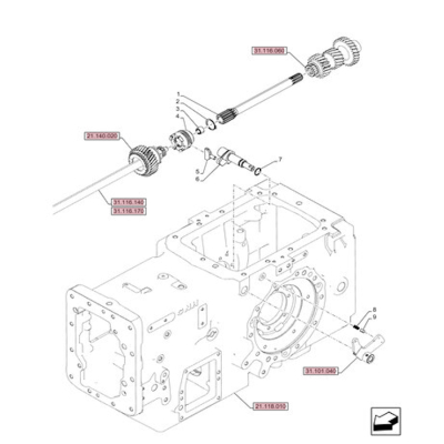 Tuleja wału przekaźnika WOM CASE:
JX55-95 FIAT:
55-66 - 82-94DT  FORD:
4030-6635 NEW HOLLAND:
TD TL 5167983