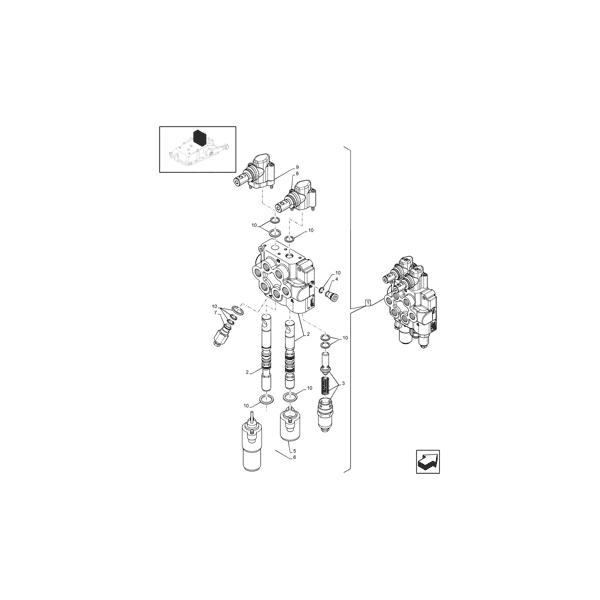 Schemat rozdzielacza hydraulicznego Case IH JX60 JX70 JX80 JX90 JX95 zestaw uszczelnień 84285436 pozycja 10