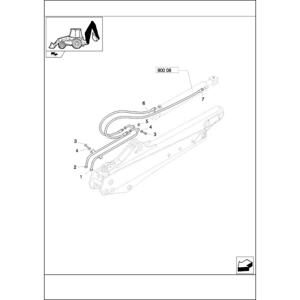 New Holland B110 Tier 3, 901(02) – Hydraulikrohr 85816817, Position 2, Teleskopstiel